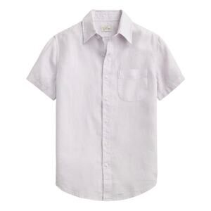 J.Crew Short Sleeve Washed 100% Linen Shirt Silver Mauve Size Medium Tall NWTe
